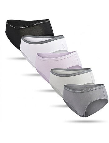 OZABI Lot 5 Culottes Femme Coton Mini Dentelle Nœud Satin