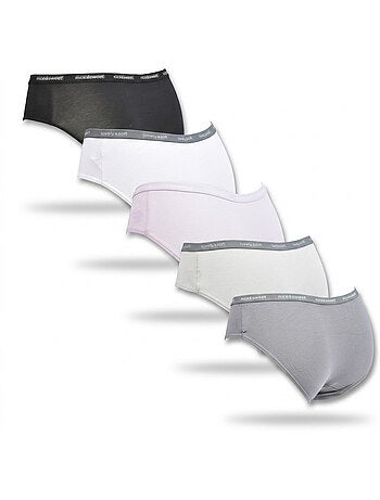 OZABI Lot 5 Culottes Femme Coton Mini Dentelle Nœud Satin
