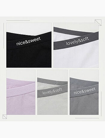 OZABI Lot 5 Culottes Femme Coton Mini Dentelle Nœud Satin