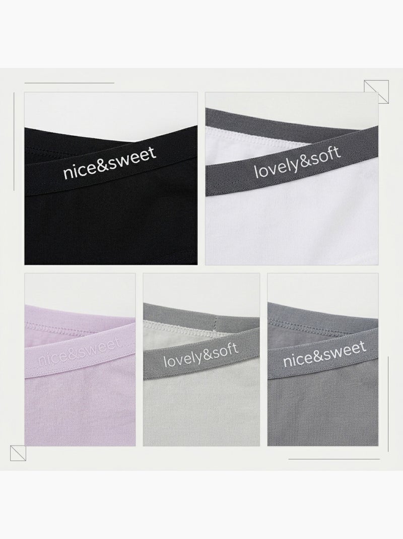 OZABI Lot 5 Culottes Femme Coton Mini Dentelle Nœud Satin Noir/Rose/Violet - Kiabi