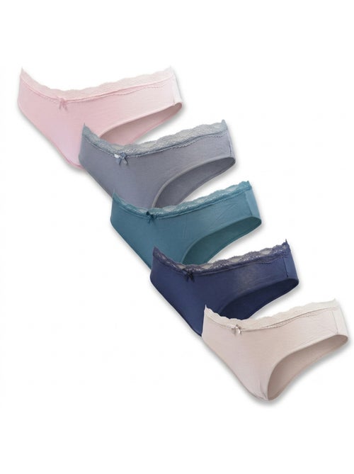OZABI Lot 5 Culottes Femme Coton Mini Dentelle Nœud Satin - Kiabi OZABI Lot 5 Culottes Femme Coton Mini Dentelle Nœud Satin - Kiabi