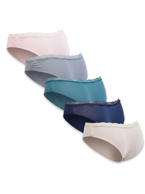 OZABI Lot 5 Culottes Femme Coton Mini Dentelle Nœud Satin - Kiabi OZABI Lot 5 Culottes Femme Coton Mini Dentelle Nœud Satin - Kiabi