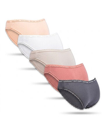 OZABI Lot 5 Culottes Femme Coton Mini Dentelle Nœud Satin