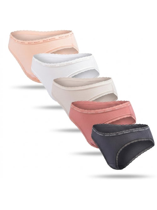 OZABI Lot 5 Culottes Femme Coton Mini Dentelle Nœud Satin - Kiabi OZABI Lot 5 Culottes Femme Coton Mini Dentelle Nœud Satin - Kiabi