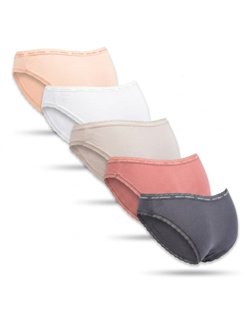 OZABI Lot 5 Culottes Femme Coton Mini Dentelle Nœud Satin - Kiabi OZABI Lot 5 Culottes Femme Coton Mini Dentelle Nœud Satin - Kiabi