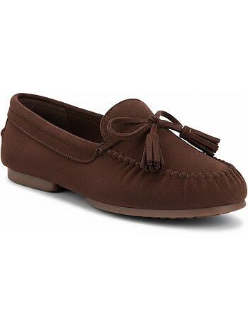 Ozabi mocassins femme bobo chic nœud pampilles daim synthétique