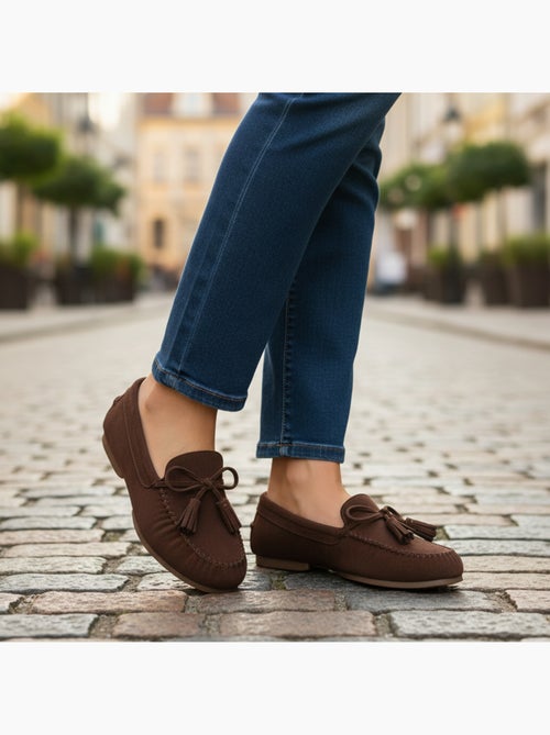 Ozabi mocassins femme bobo chic nœud pampilles daim synthétique - Kiabi Ozabi mocassins femme bobo chic nœud pampilles daim synthétique - Kiabi