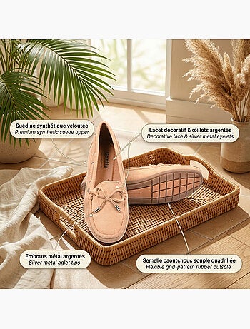 OZABI Mocassins Femme Lacet Daim Bobo Chic 3 Coloris