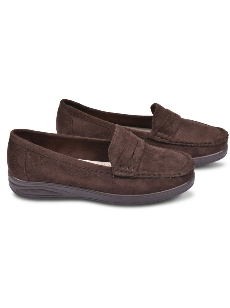 OZABI Mocassins Femme Penny Loafer Daim Confort Marron - Kiabi