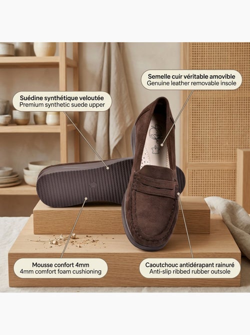 OZABI Mocassins Femme Penny Loafer Daim Confort - Kiabi OZABI Mocassins Femme Penny Loafer Daim Confort - Kiabi