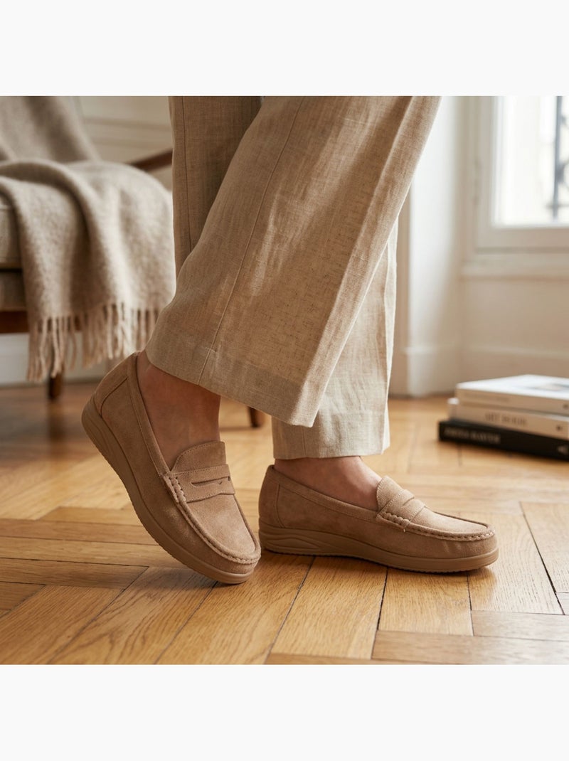 OZABI Mocassins Femme Penny Loafer Daim Confort Taupe - Kiabi