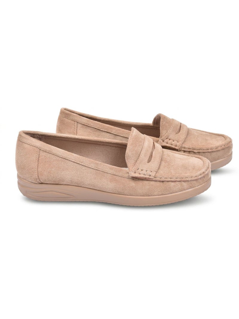 OZABI Mocassins Femme Penny Loafer Daim Confort Taupe - Kiabi