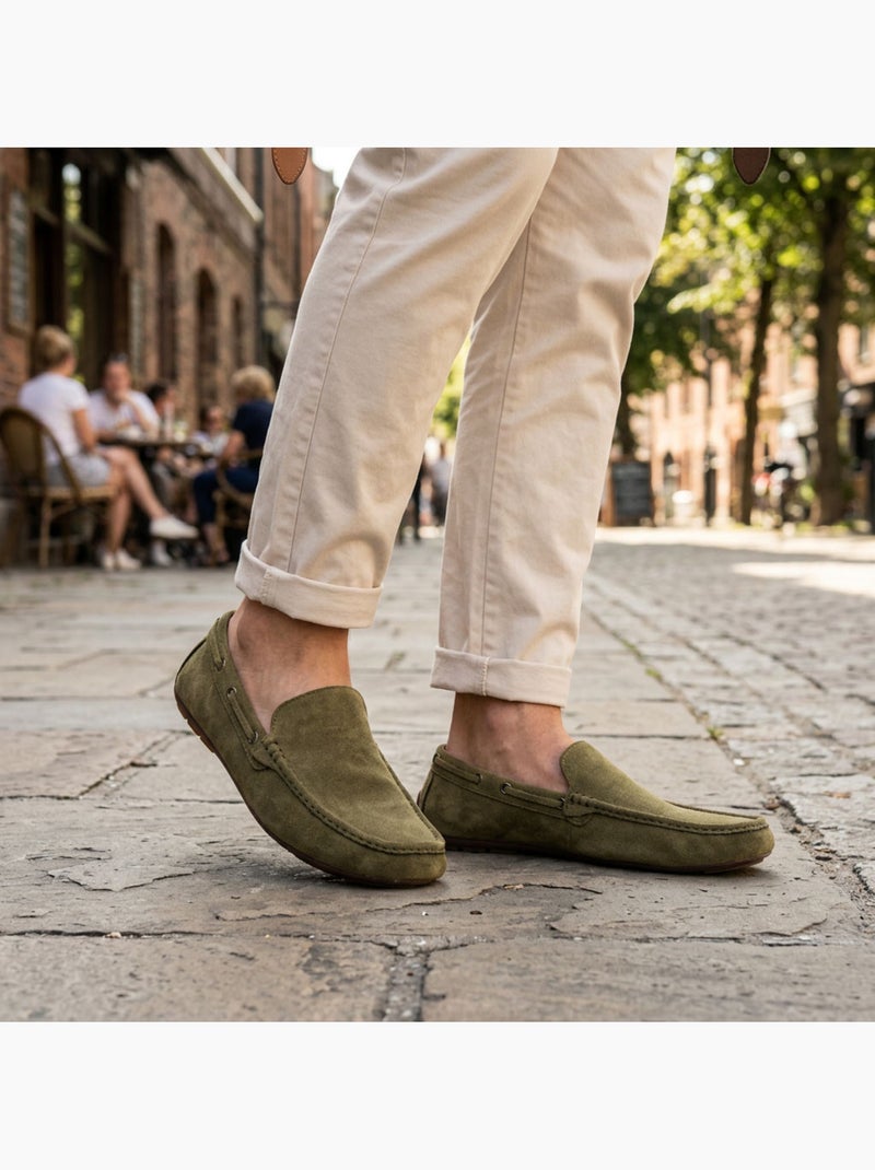 OZABI Mocassins Homme Été Bateau Nubuck Souple Vert - Kiabi