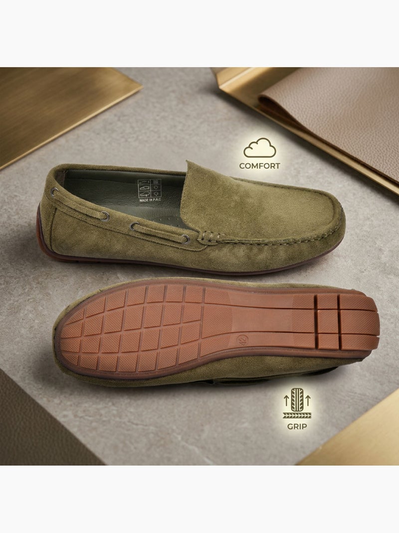 OZABI Mocassins Homme Été Bateau Nubuck Souple Vert - Kiabi