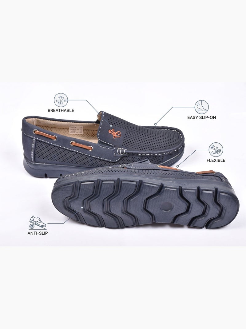 OZABI Mocassins Homme Microperforés Confort Été Semelle Crantée Bleu marine - Kiabi