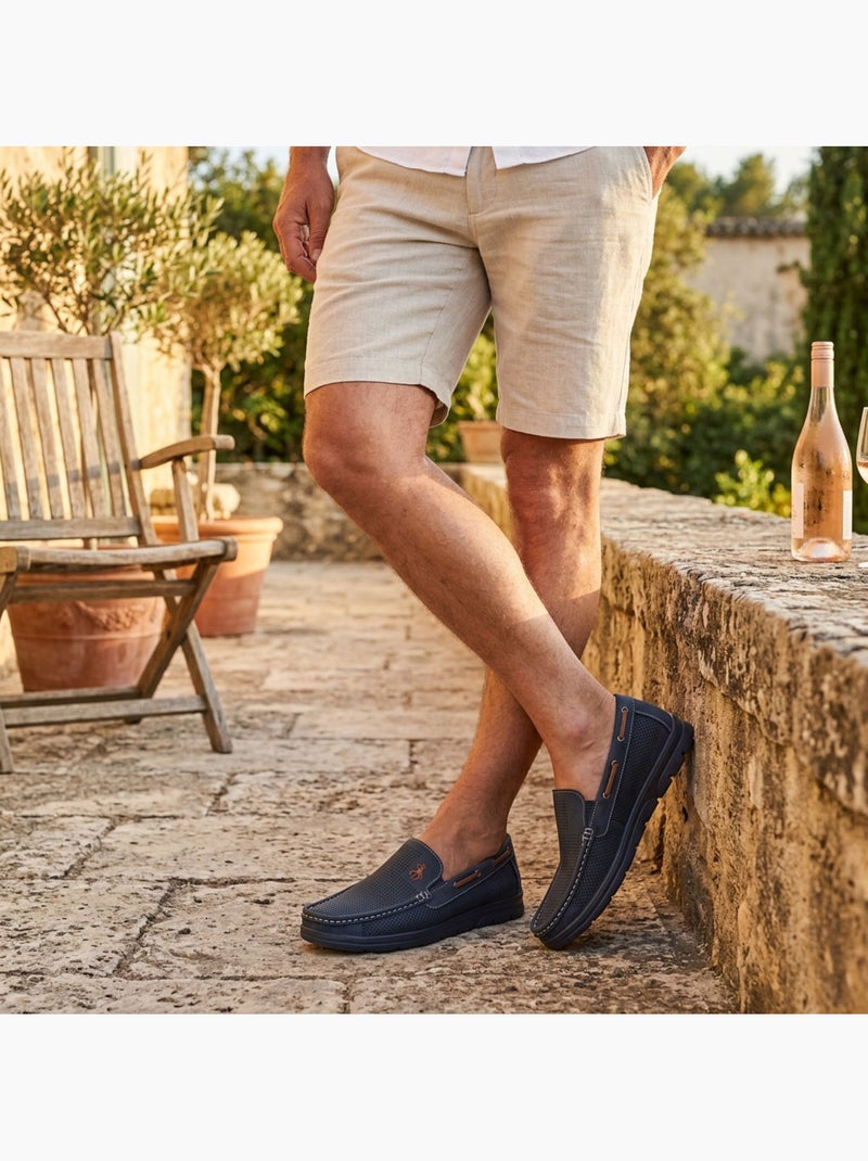 OZABI Mocassins Homme Microperforés Confort Été Semelle Crantée Bleu marine - Kiabi