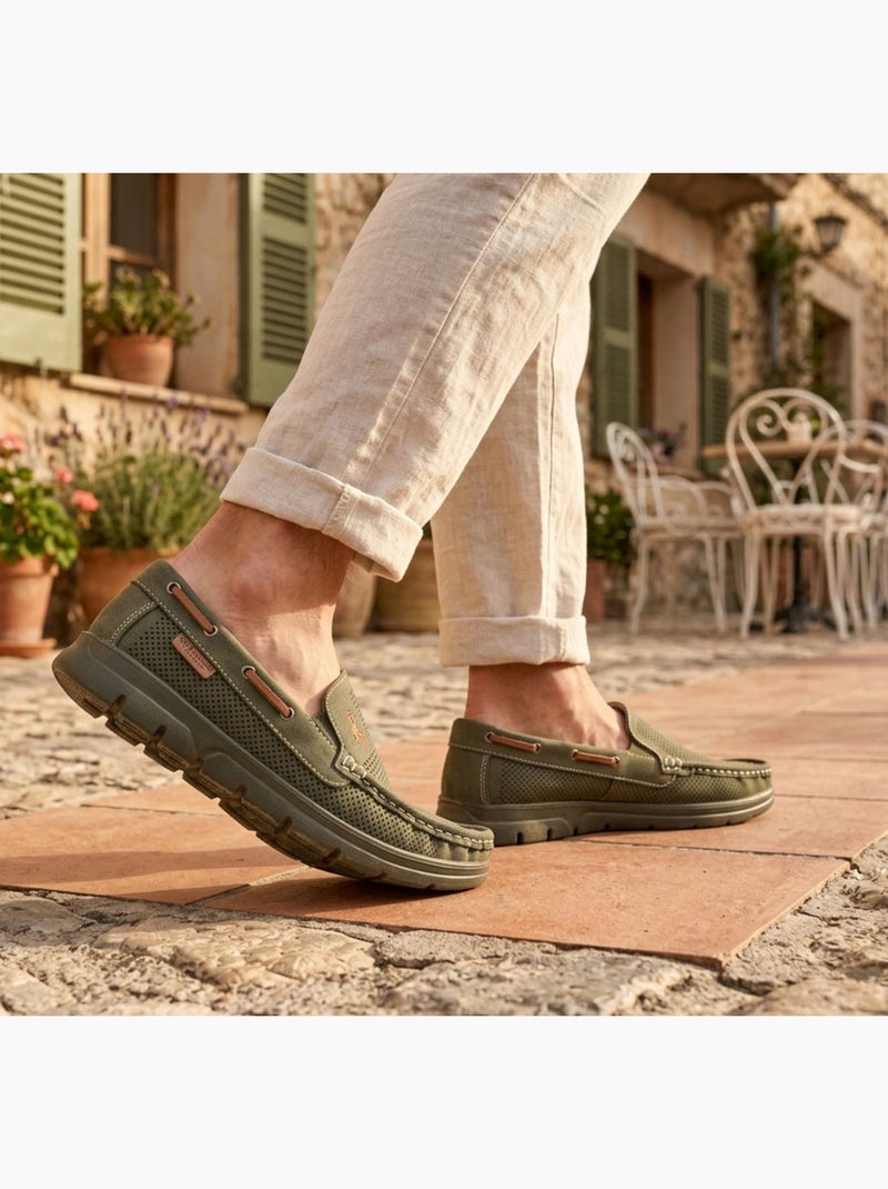 OZABI Mocassins Homme Microperforés Confort Été Semelle Crantée Kaki - Kiabi