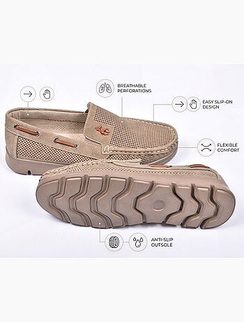 OZABI Mocassins Homme Microperforés Confort Été Semelle Crantée