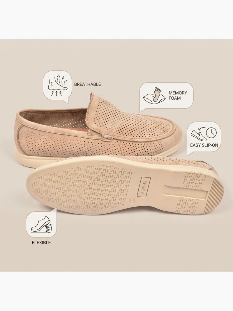 OZABI Mocassins Homme Microperfores Premium Slip On Confort Beige - Kiabi