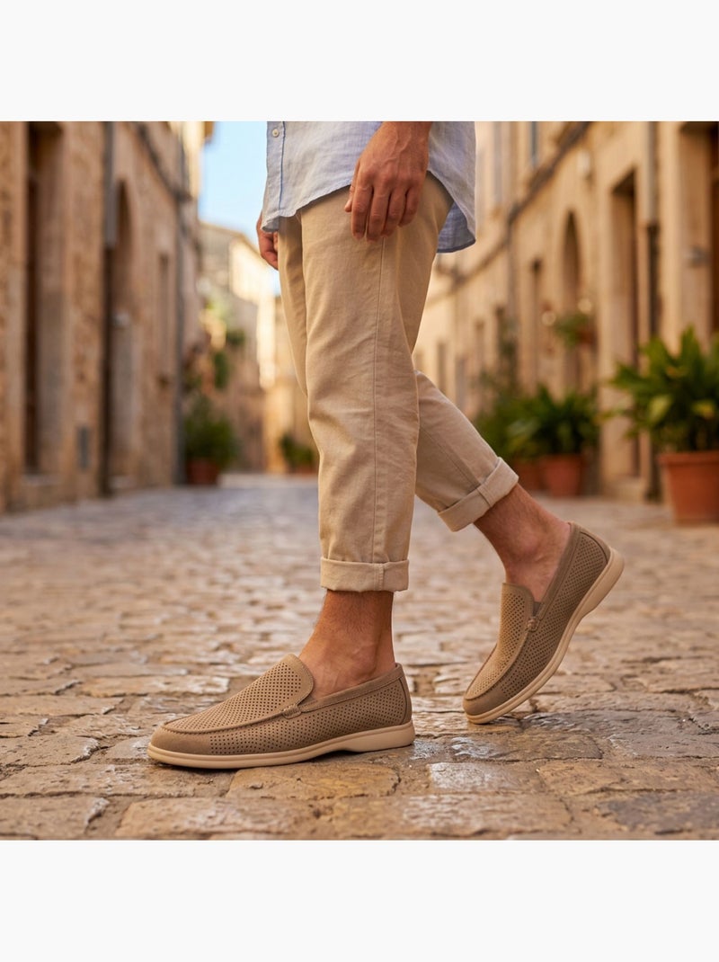 OZABI Mocassins Homme Microperfores Premium Slip On Confort Taupe - Kiabi
