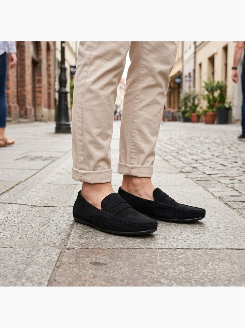 OZABI Mocassins Homme Ville Confort Slip-On Nubuck Souple Noir - Kiabi