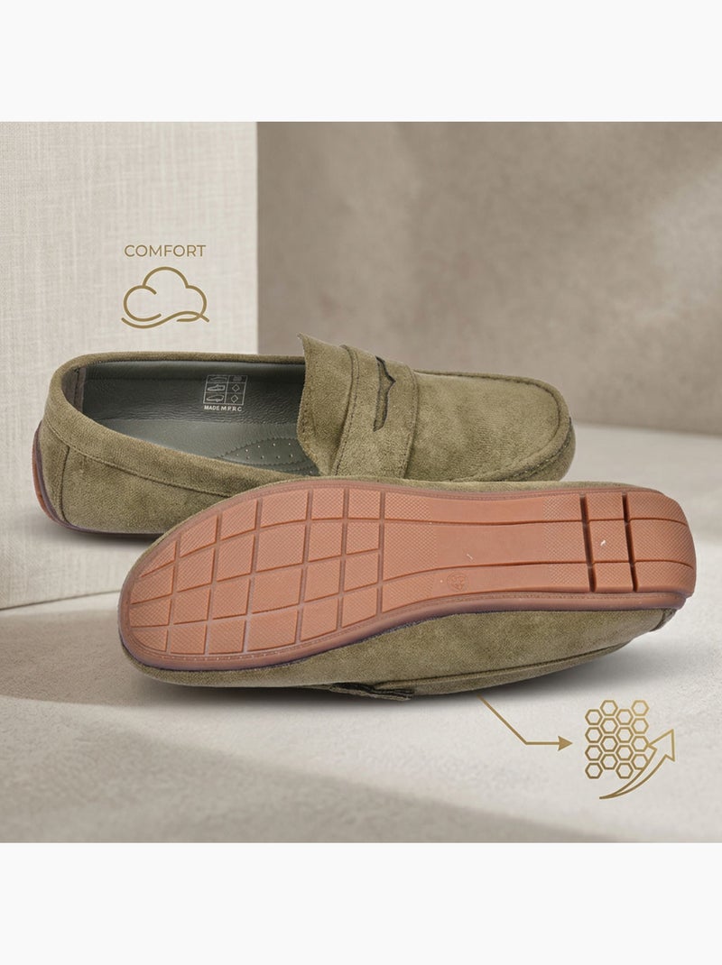 OZABI Mocassins Homme Ville Confort Slip-On Nubuck Souple Vert - Kiabi