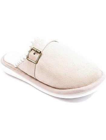 Ozabi mules femme, aspect daim, broderie scandinave, doublure fourrure