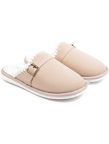 Ozabi mules femme, aspect daim, broderie scandinave, doublure fourrure
