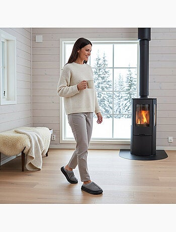 Ozabi mules femme style scandinave, intérieur fourré, semelle antidérapante