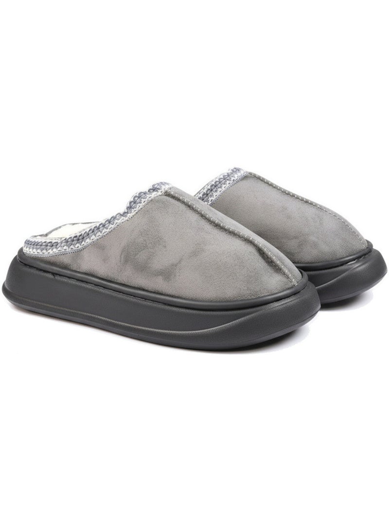 Ozabi mules femme style scandinave, intérieur fourré, semelle antidérapante Gris - Kiabi