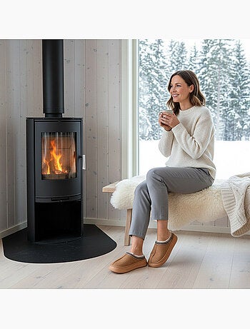 Ozabi mules femme style scandinave, intérieur fourré, semelle antidérapante