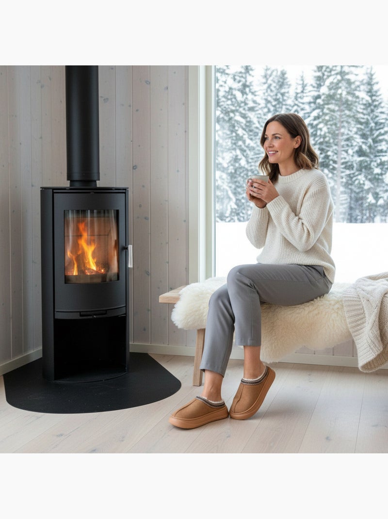 Ozabi mules femme style scandinave, intérieur fourré, semelle antidérapante Marron - Kiabi