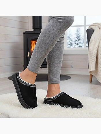 Ozabi mules femme style scandinave, intérieur fourré, semelle antidérapante