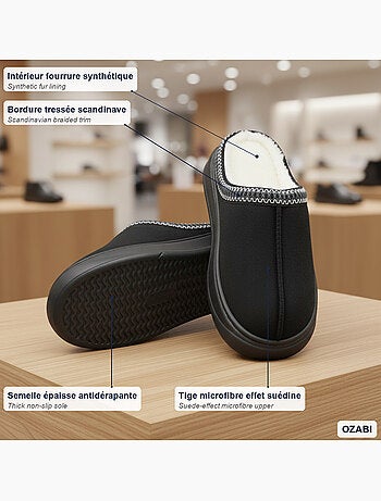 Ozabi mules femme style scandinave, intérieur fourré, semelle antidérapante
