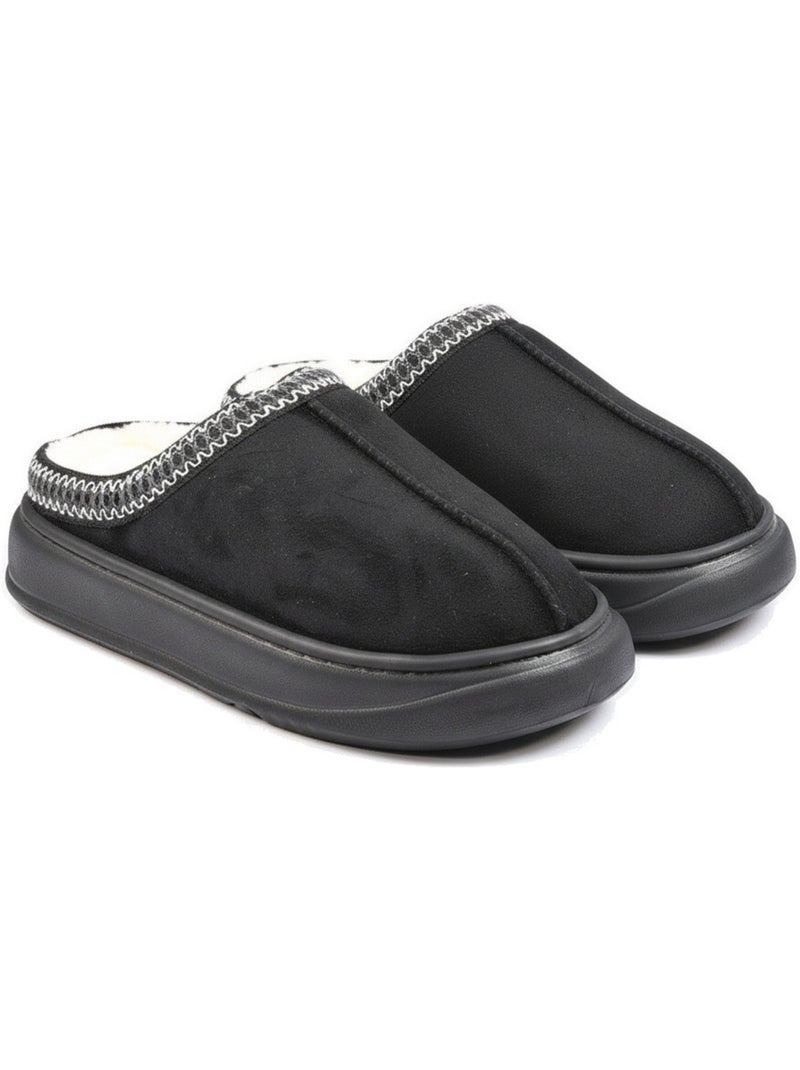 Ozabi mules femme style scandinave, intérieur fourré, semelle antidérapante Noir - Kiabi