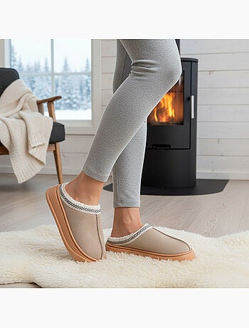 Ozabi mules femme style scandinave, intérieur fourré, semelle antidérapante
