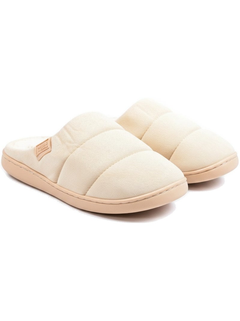 Ozabi mules femme, suédine matelassée effet doudoune, doublure fourrure Beige - Kiabi