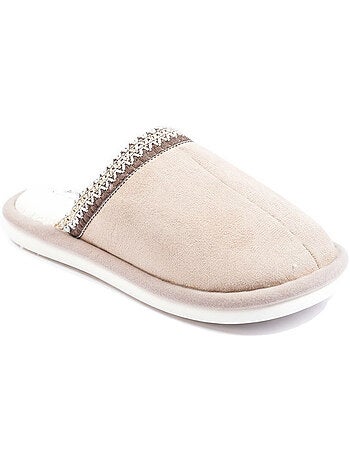 Ozabi mules femme unies, suédine synthétique, bordure tressée scandinave