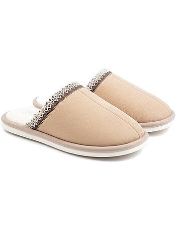 Ozabi mules femme unies, suédine synthétique, bordure tressée scandinave