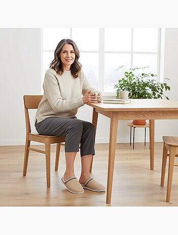 Ozabi mules femme unies, suédine synthétique, bordure tressée scandinave