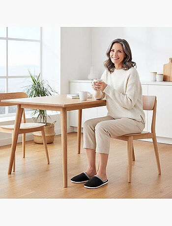 Ozabi mules femme unies, suédine synthétique, bordure tressée scandinave