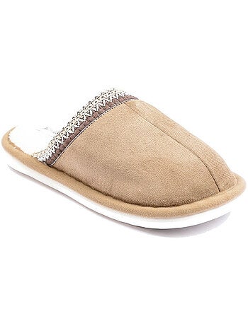 Ozabi mules femme unies, suédine synthétique, bordure tressée scandinave