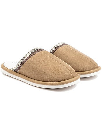 Ozabi mules femme unies, suédine synthétique, bordure tressée scandinave