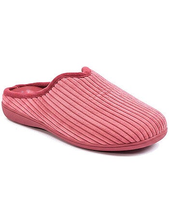 Ozabi mules femme unies, velours côtelé synthétique, passepoil fourrure
