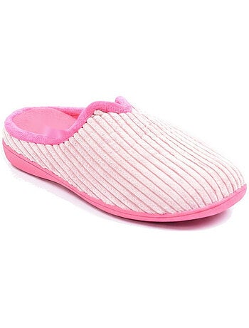 Ozabi mules femme unies, velours côtelé synthétique, passepoil fourrure
