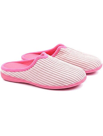 Ozabi mules femme unies, velours côtelé synthétique, passepoil fourrure