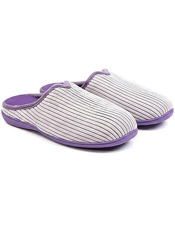 Ozabi mules femme unies, velours côtelé synthétique, passepoil fourrure