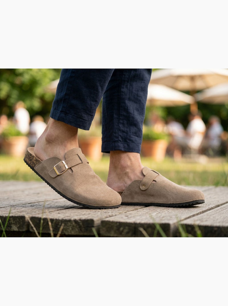 OZABI Mules Sabots Homme Confort Ergonomique Boucle Réglable Taupe - Kiabi