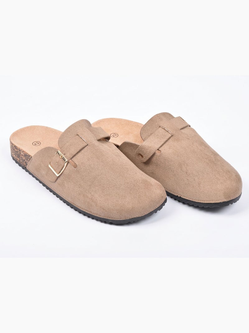 OZABI Mules Sabots Homme Confort Ergonomique Boucle Réglable Taupe - Kiabi