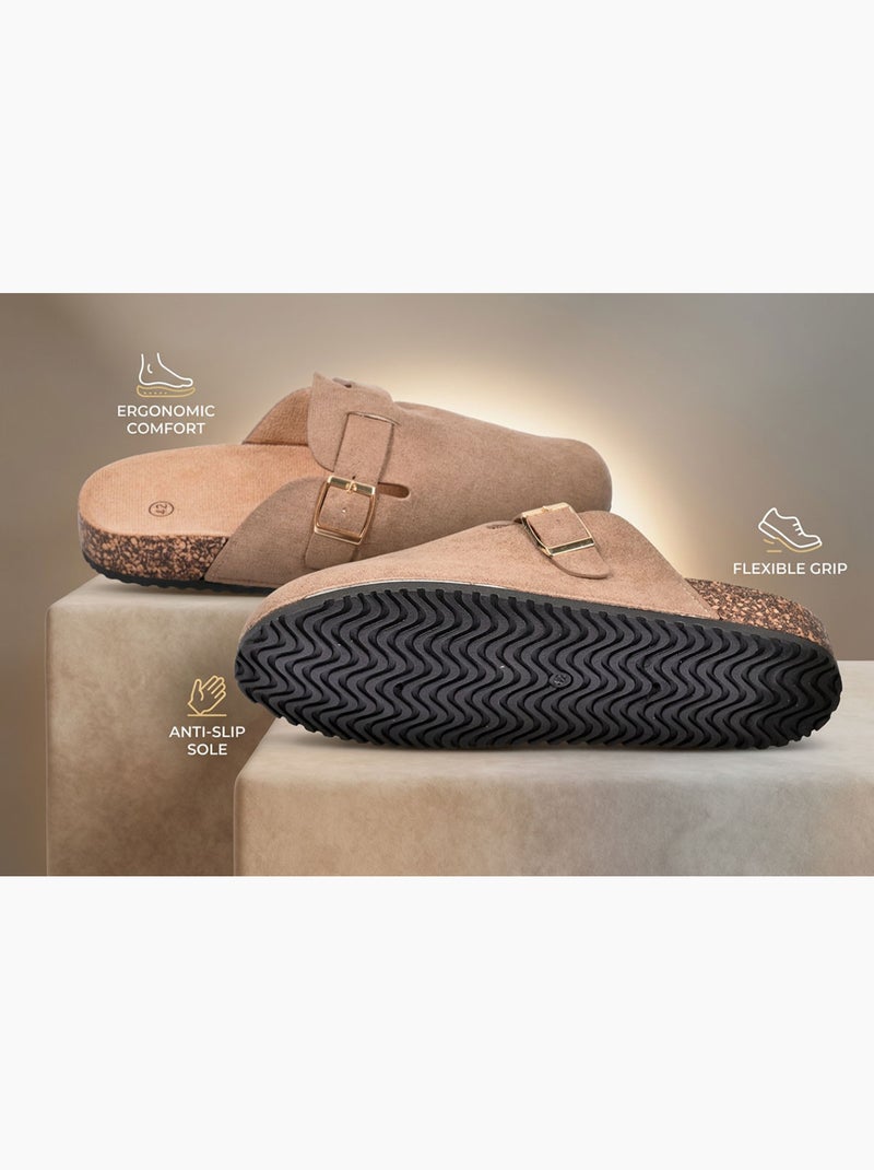 OZABI Mules Sabots Homme Confort Ergonomique Boucle Réglable Taupe - Kiabi
